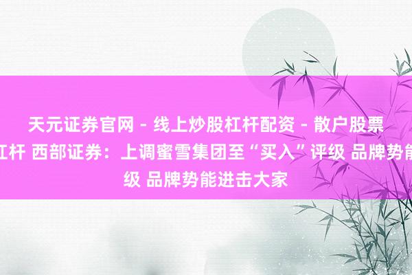 天元证券官网 - 线上炒股杠杆配资 - 散户股票如何配资杠杆 西部证券：上调蜜雪集团至“买入”评级 品牌势能进击大家
